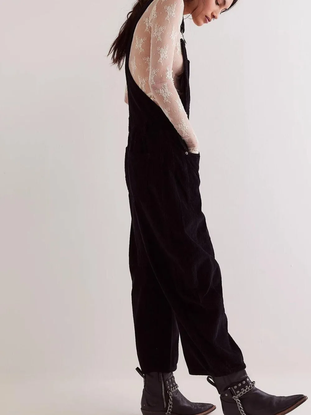 Corduroy Wide-Leg Overall with Adjustable Straps, image 5