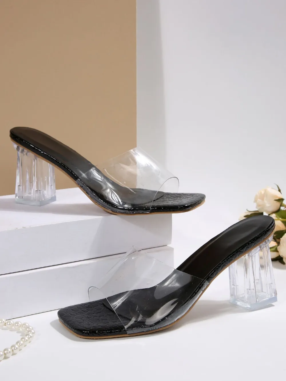 Clear Strap Block Heel Sandals, image 6