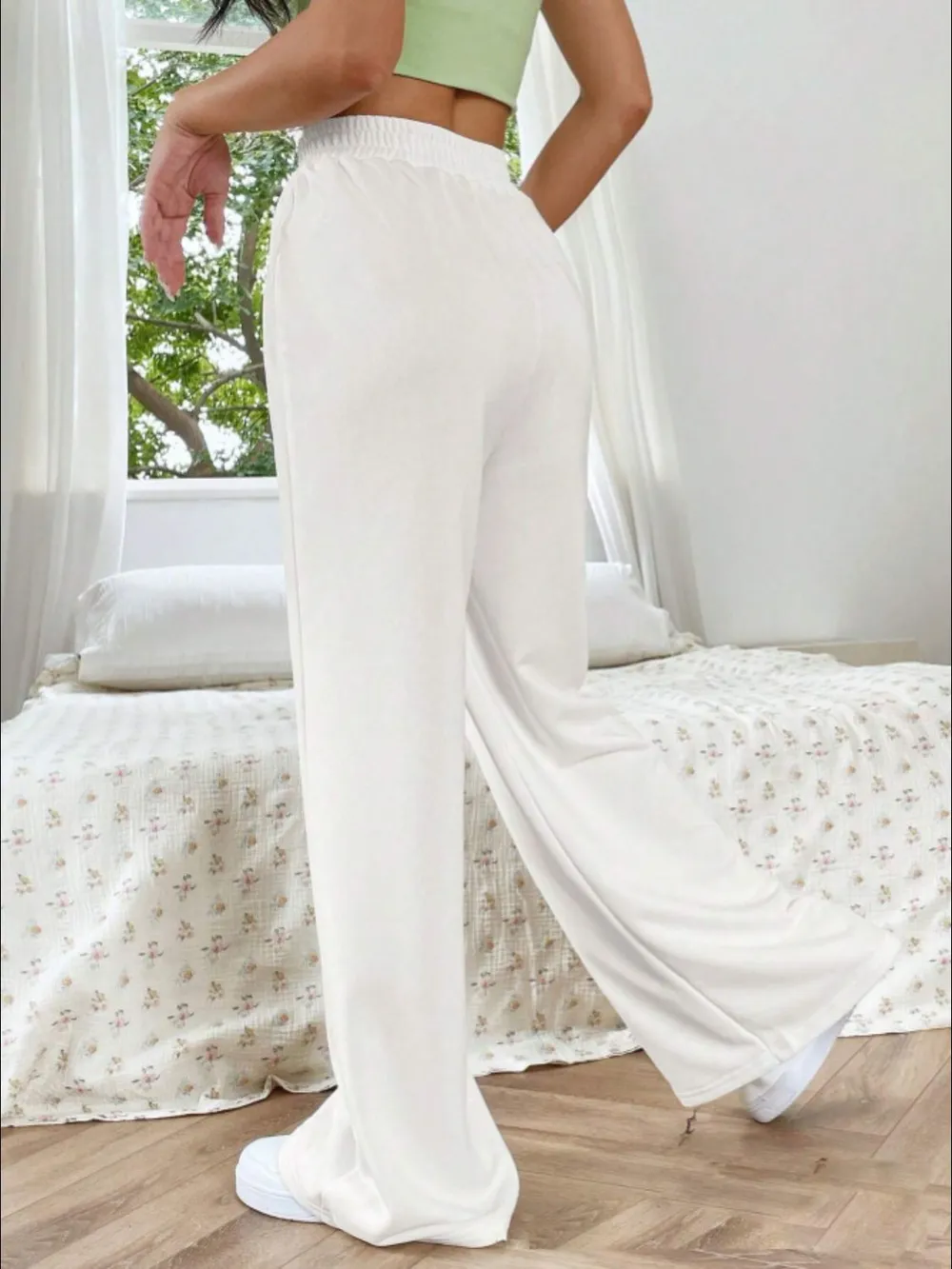 Elastic Waist Wide Leg Pants, image 9