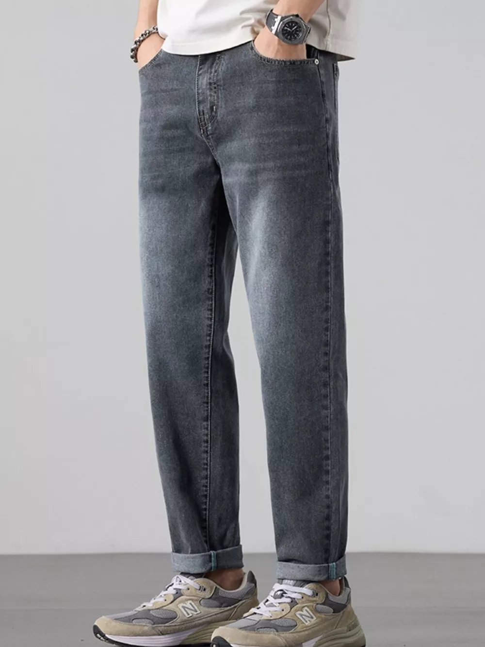 Men's Wash Straight Leg Jeans, image 3