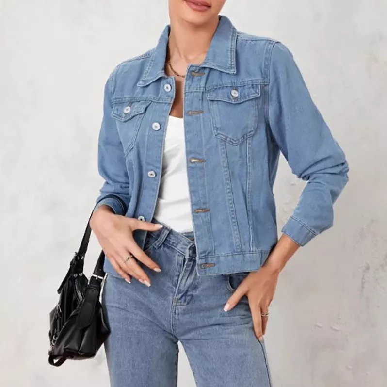 Button Up Long Sleeve Denim Jacket, image 13