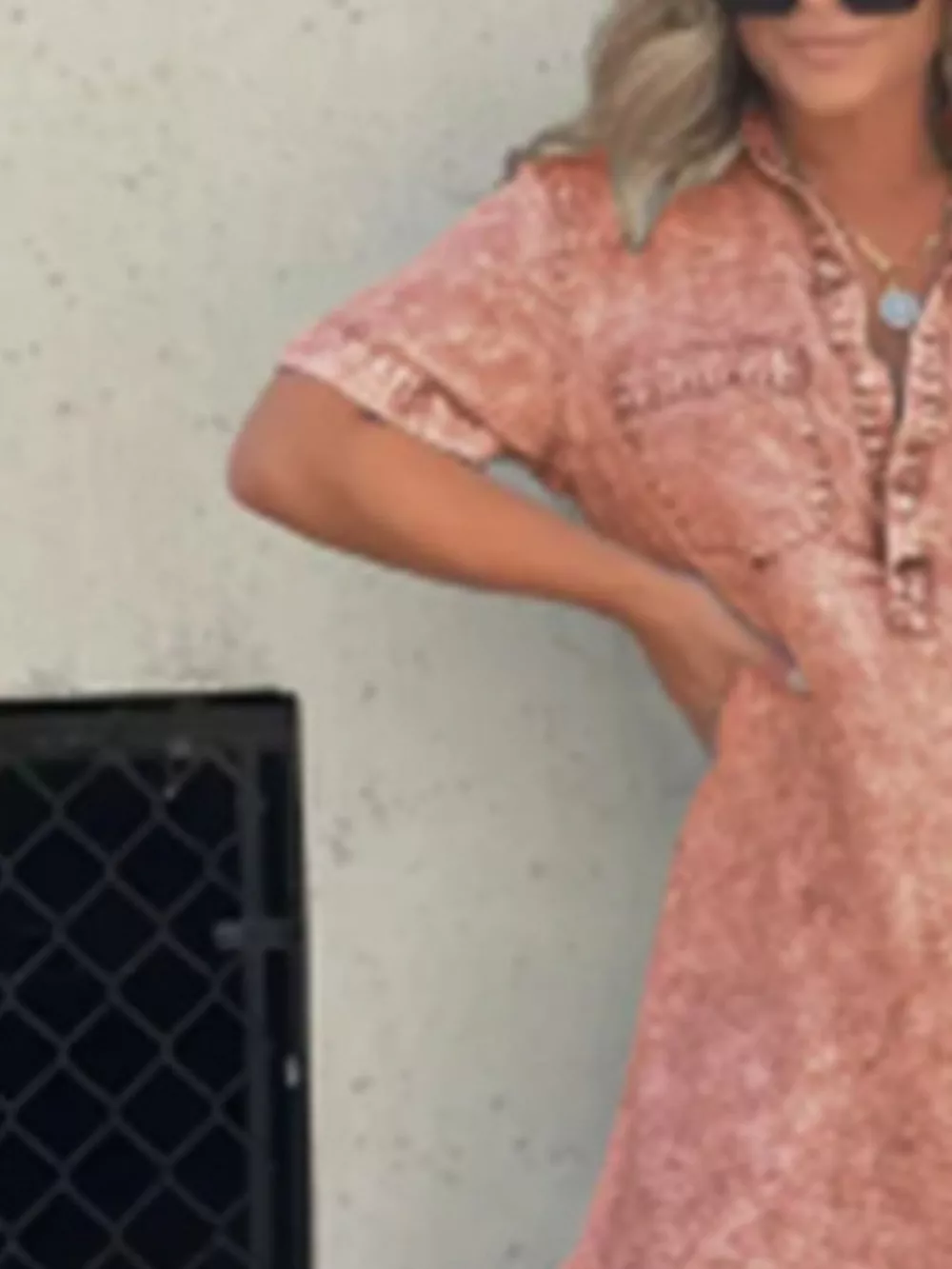 Full Size Raw Hem Short Sleeve Dress Plus Size, image 10