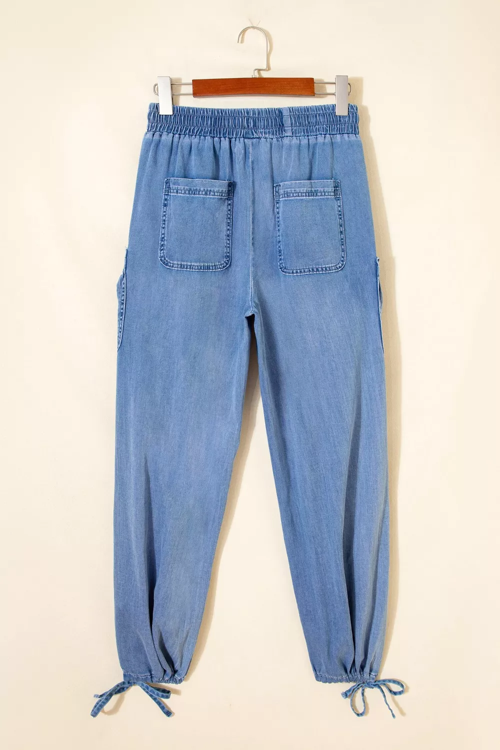 Drawstring Elastic Waist Pocketed Loose Jeans, image 4