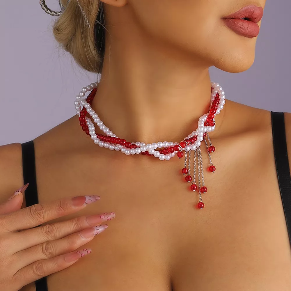 Twisted Bead Tassel Necklace, image 4
