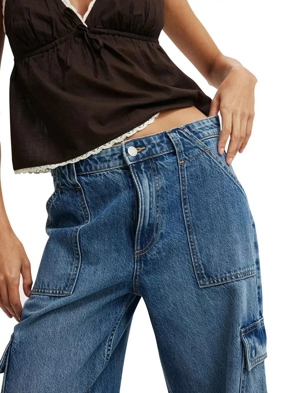 Wide Leg Cargo Jeans, image 3