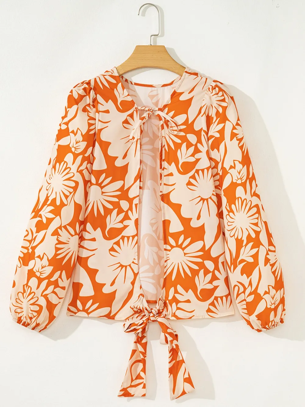 Printed Tie Back Balloon Sleeve Blouse, image 5