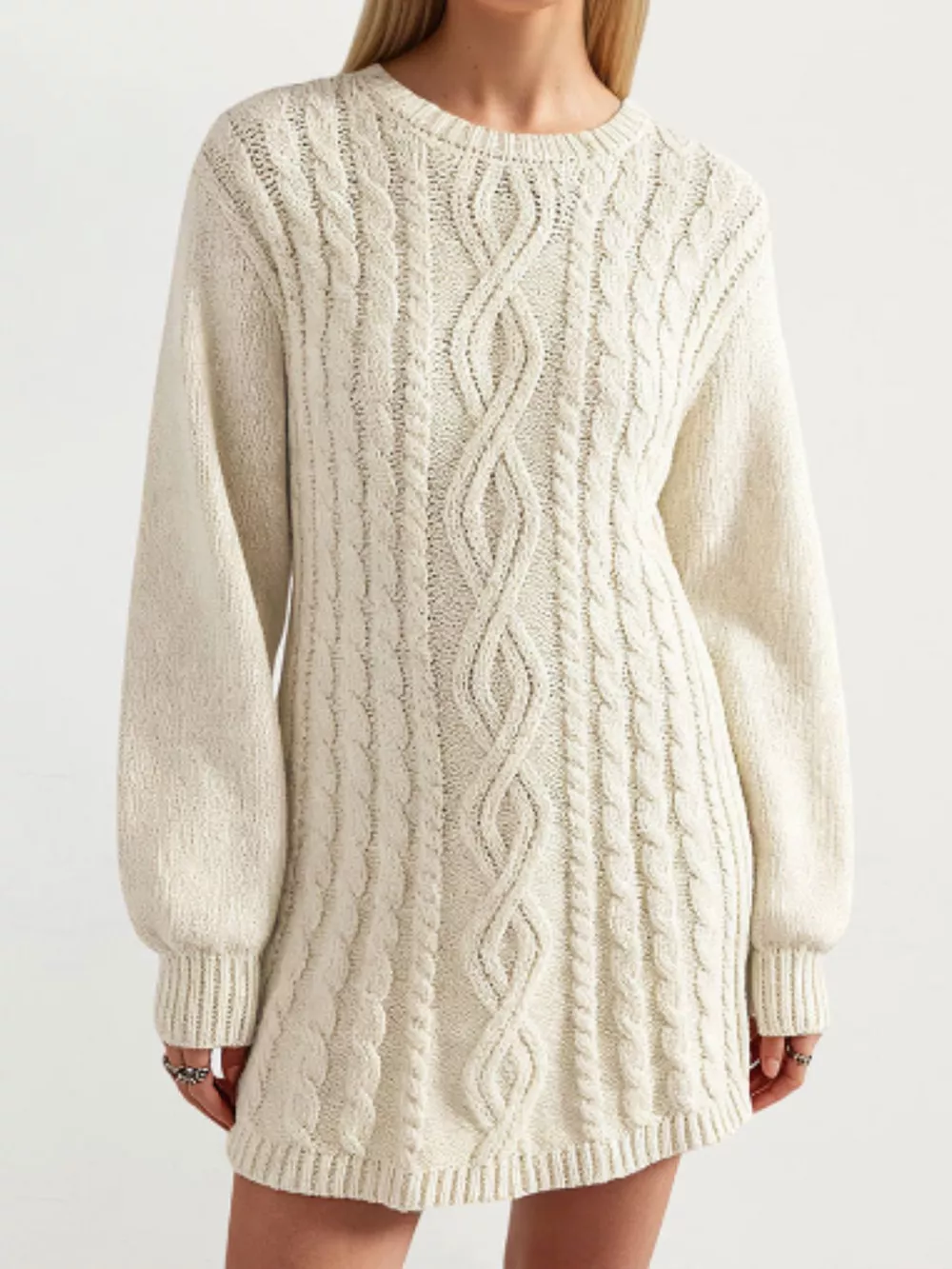 Cable Knit Sweater Mini Dress, image 2