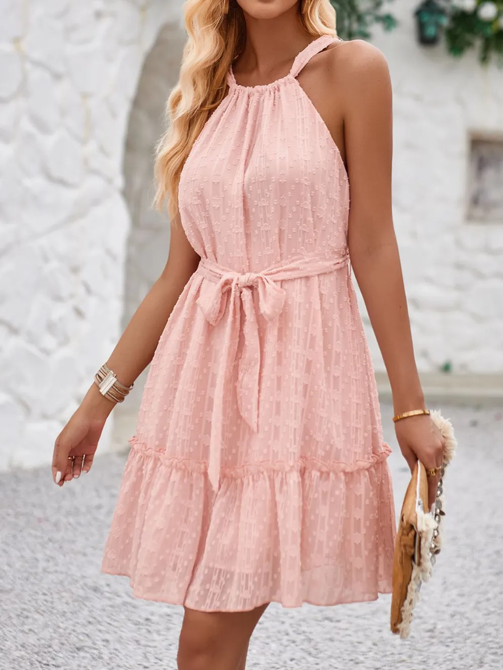 Tied Frill Sleeveless Mini Cami Dress, image 7