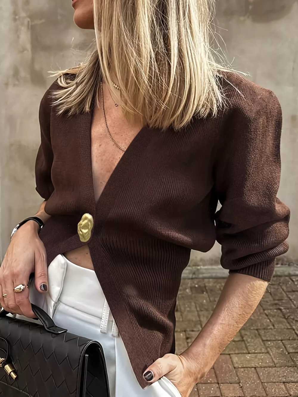 Single-Button Fitted Cardigan, image 3