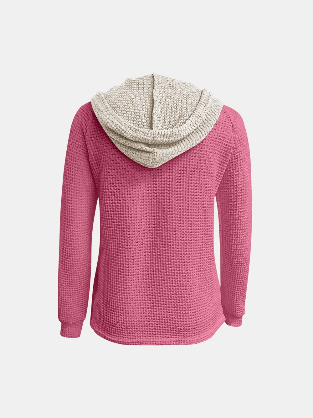 Full Size Waffle-Knit Contrast Long Sleeve Hoodie, image 15