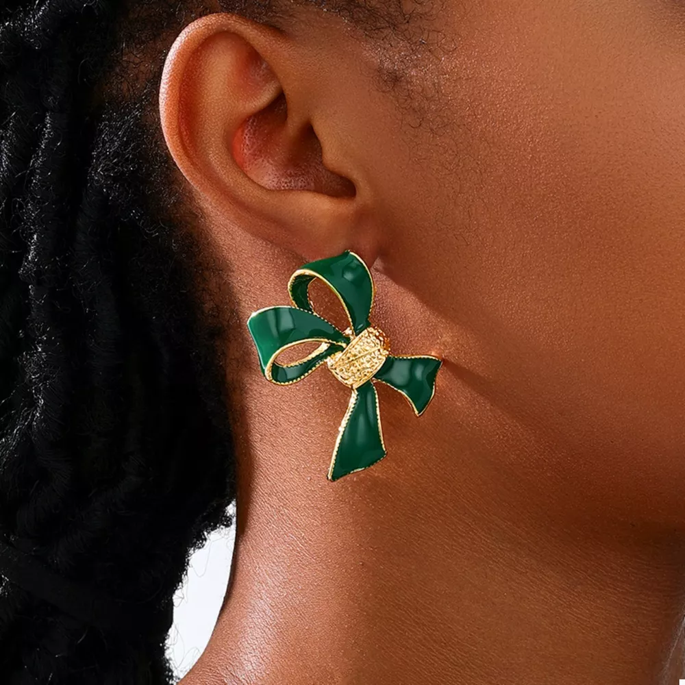 18K Gold-Plated Bow Earrings, image 2