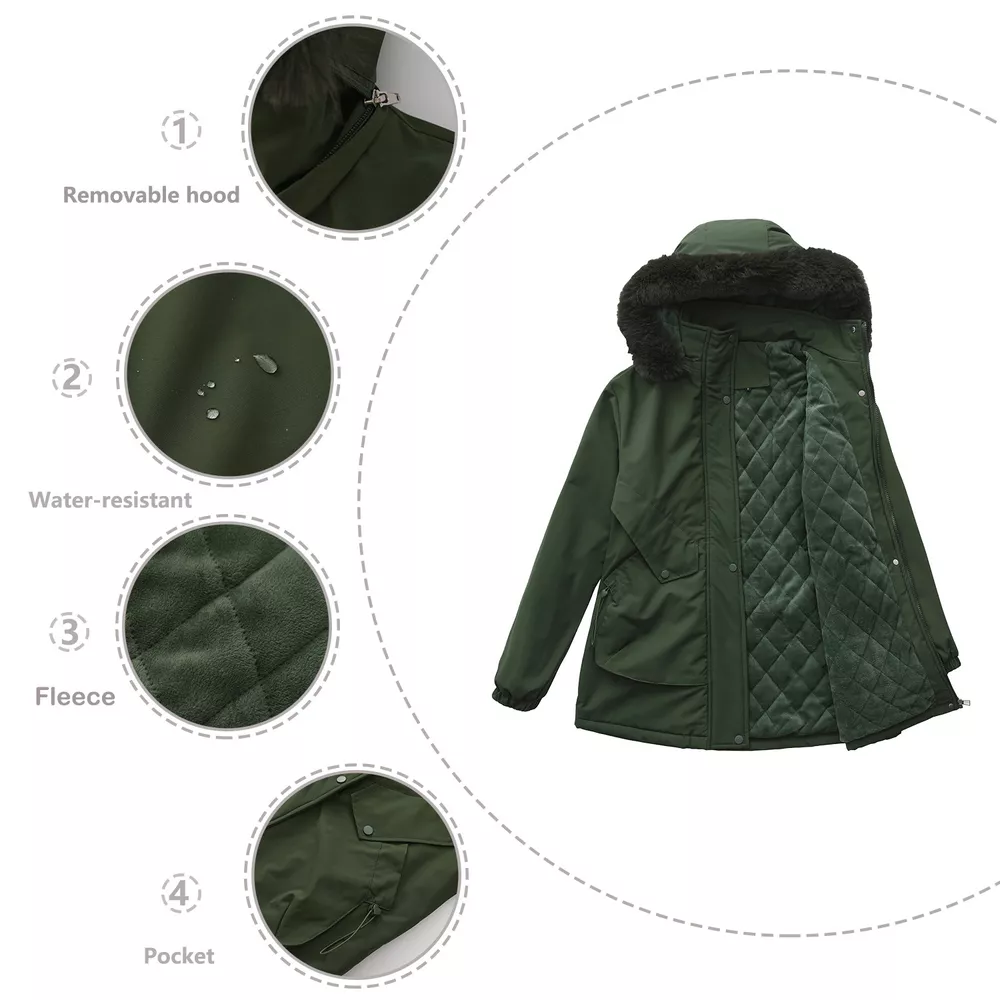 Full Size Fur Hooded Warm Winter Parka Outerwear Plus Size, image 11