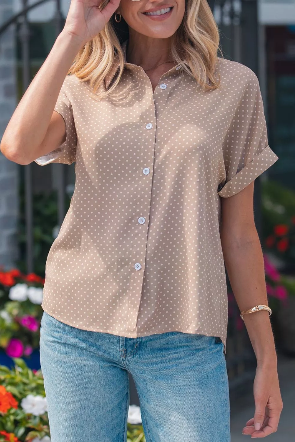 Polka Dot Print Short Sleeve Shirt, image 4