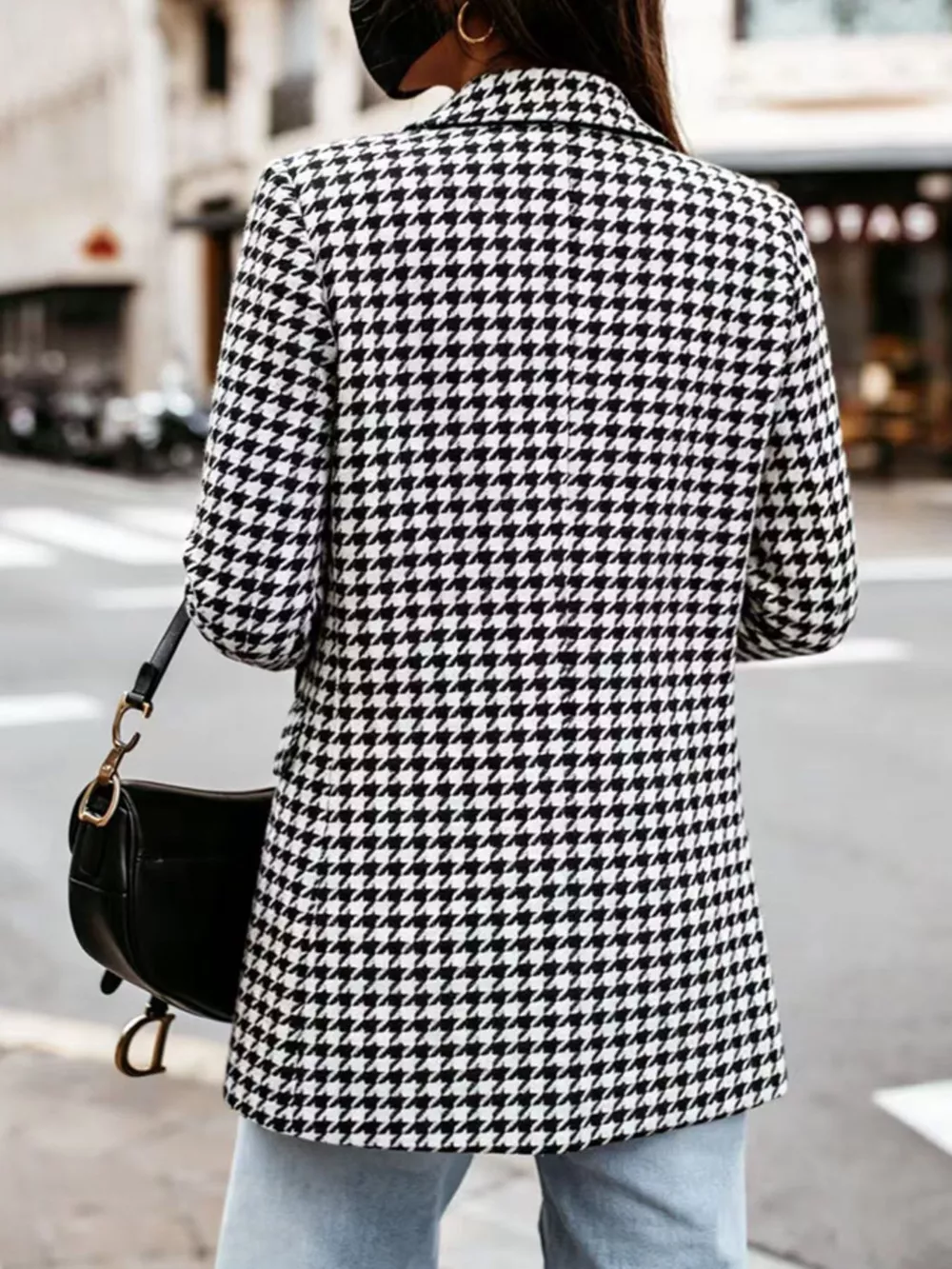 Classic Houndstooth Double-Breasted Blazer, image 10