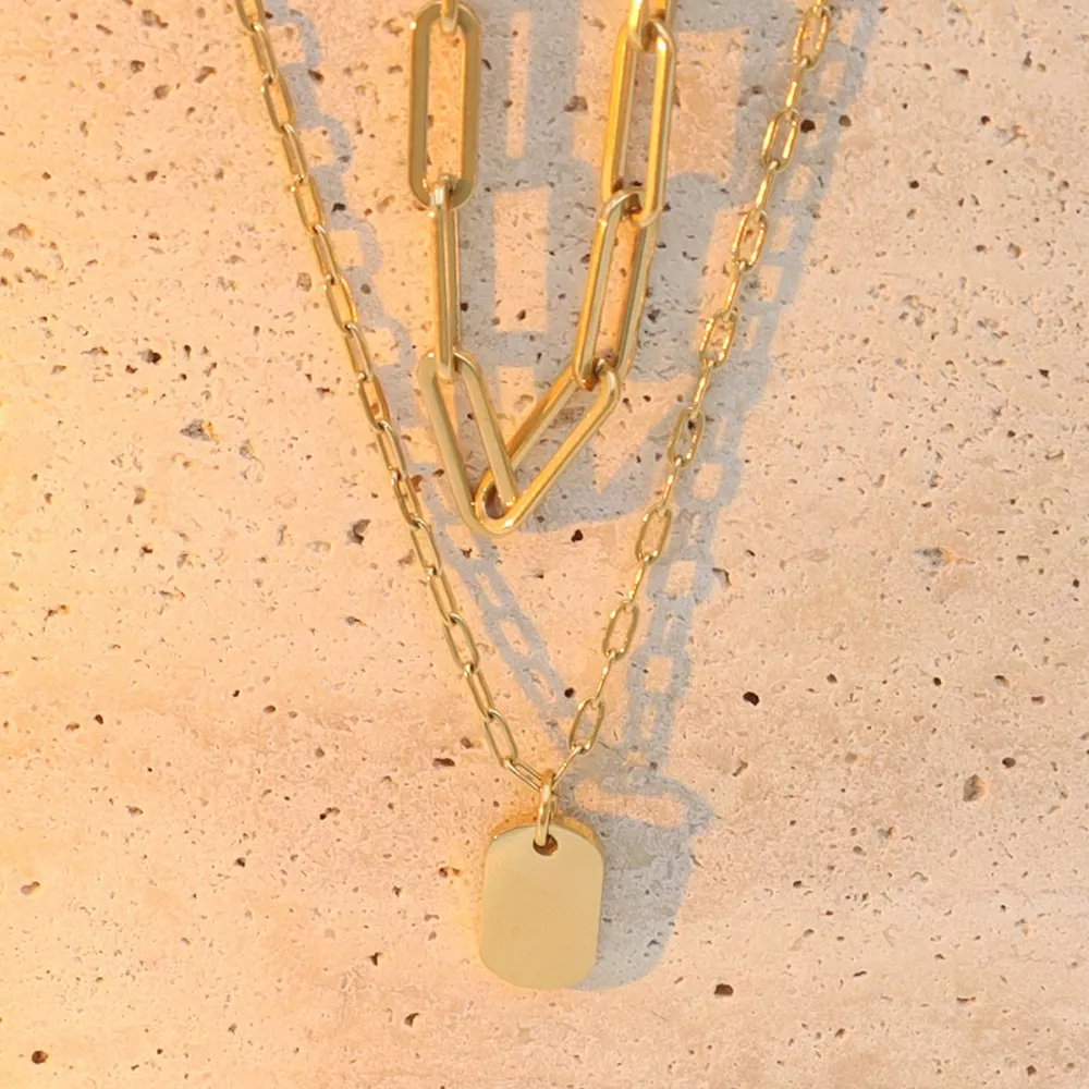 18K Gold-Plated Double Layered Necklace, image 4