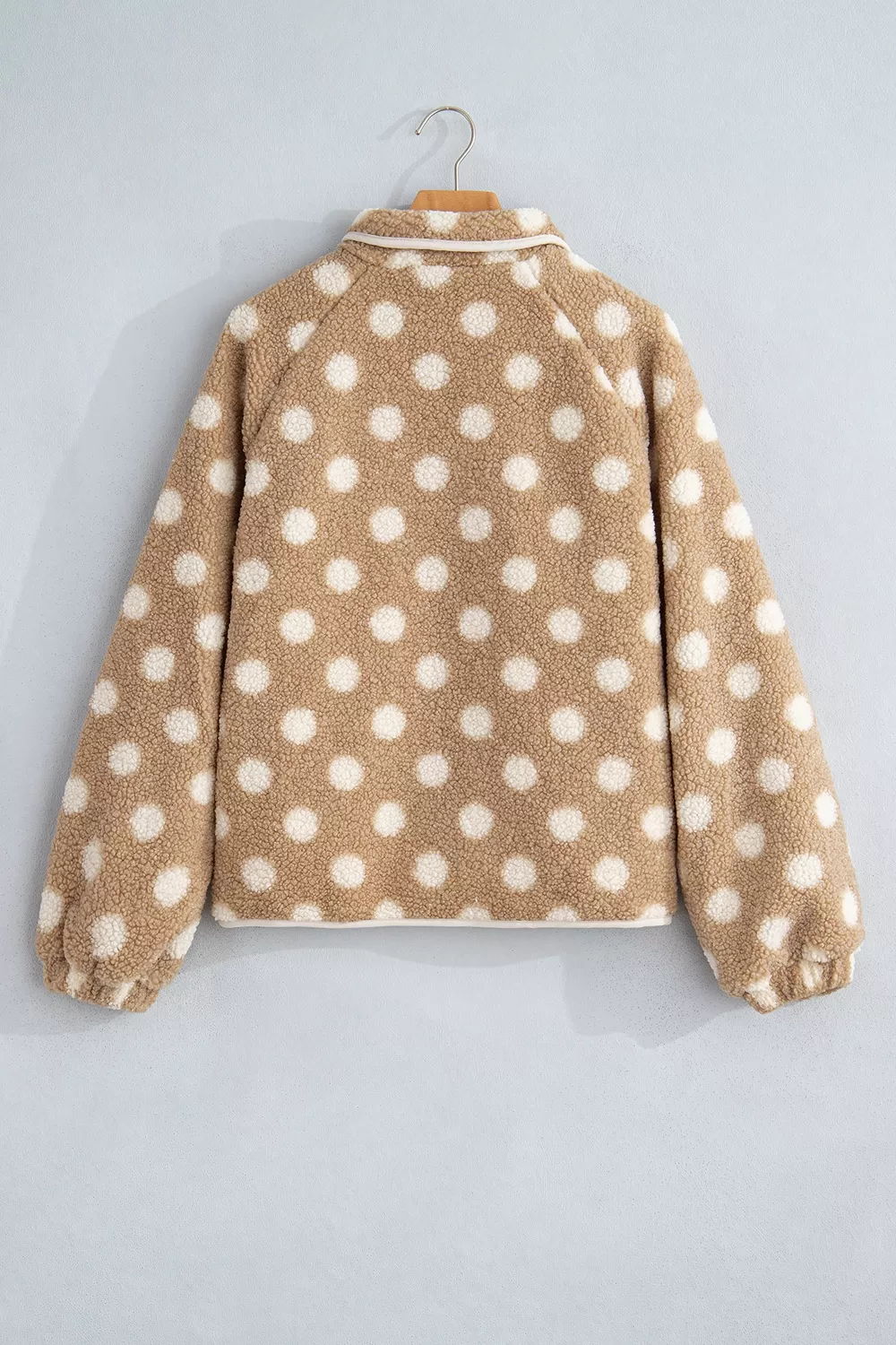 Polka Dot Faux Fur Metal Button Placket Shift Silhouette Jacket, image 8