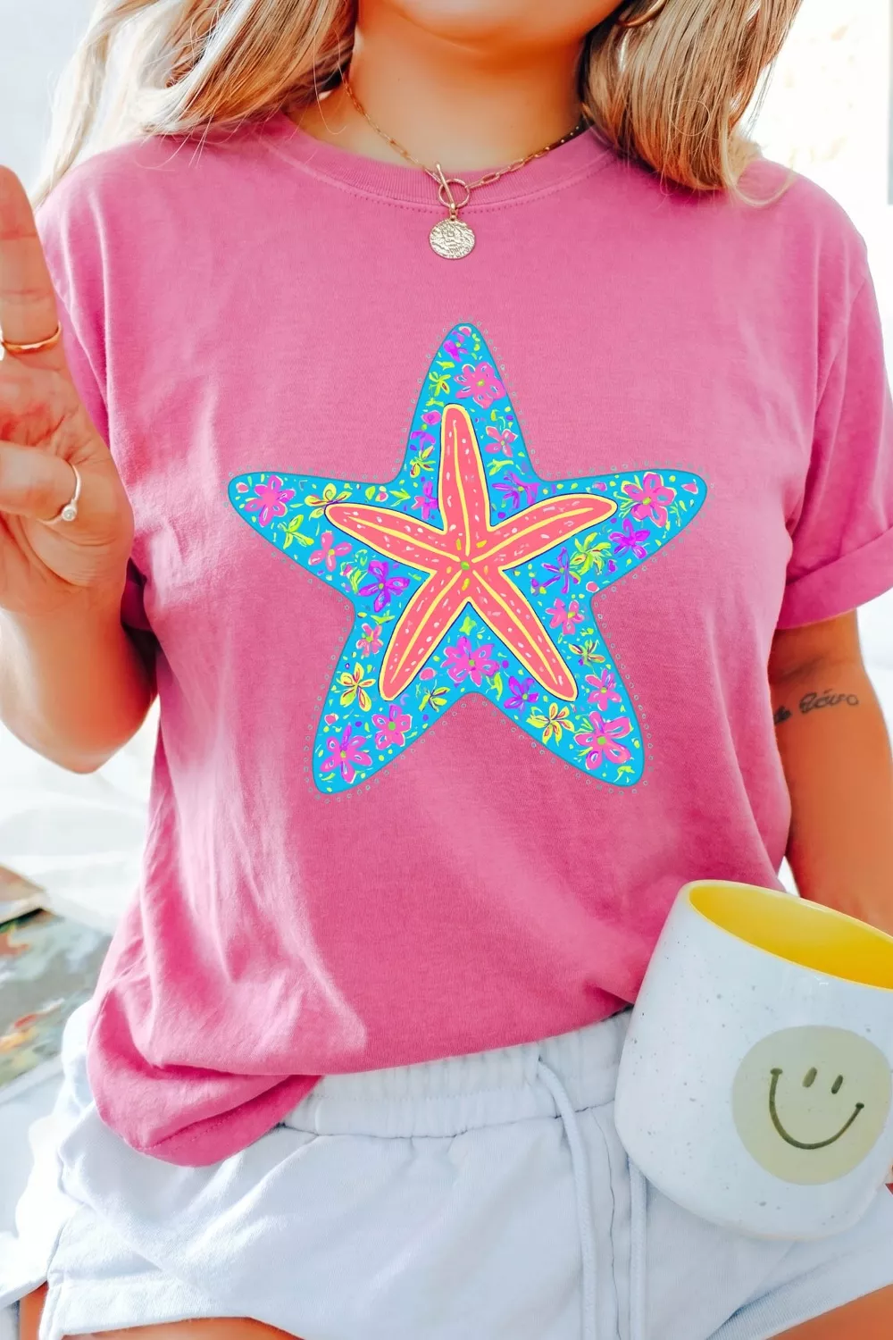 Starfish Graphic Round Neck T-Shirt, image 6