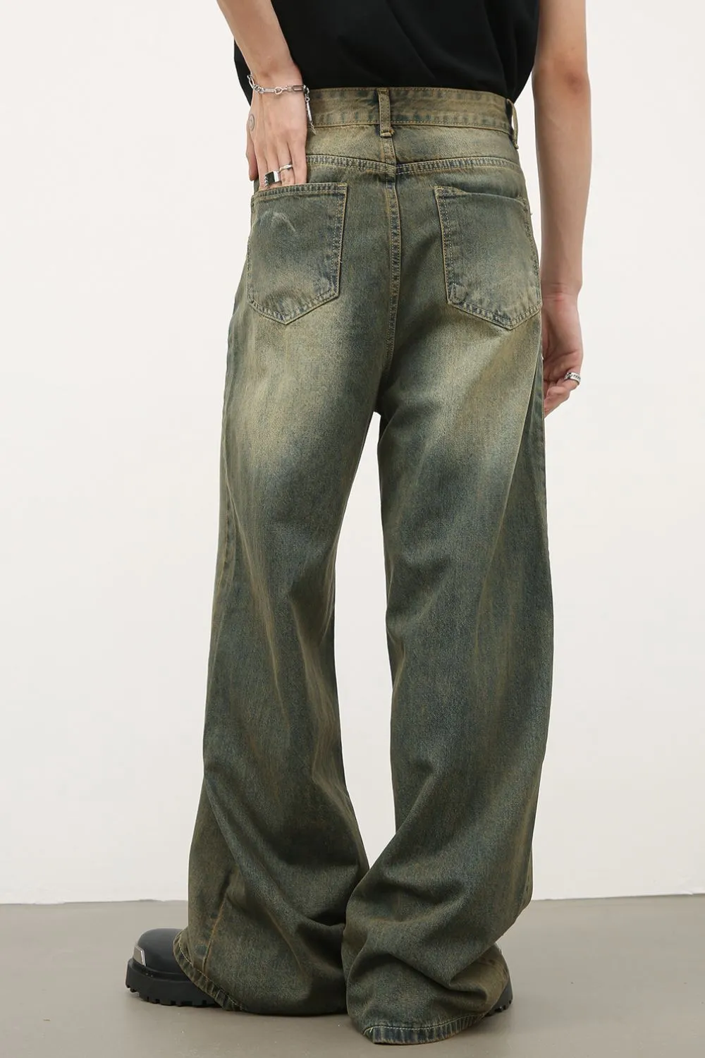 Men's Wide Leg Jeans with Pockets, image 2