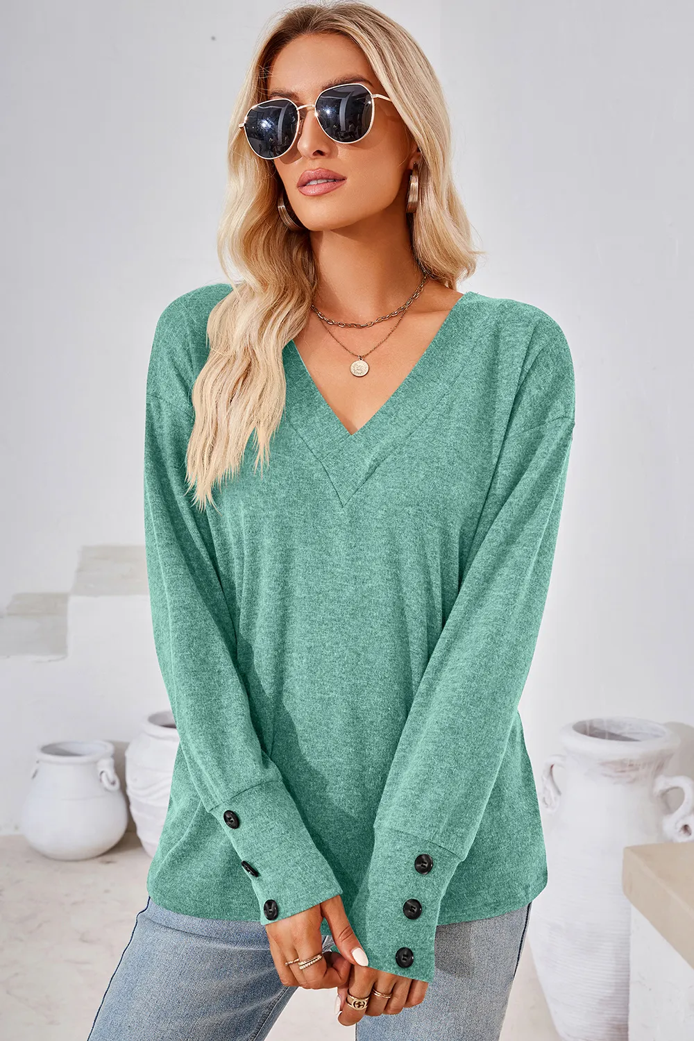 V-Neck Dropped Shoulder T-Shirt, image 11