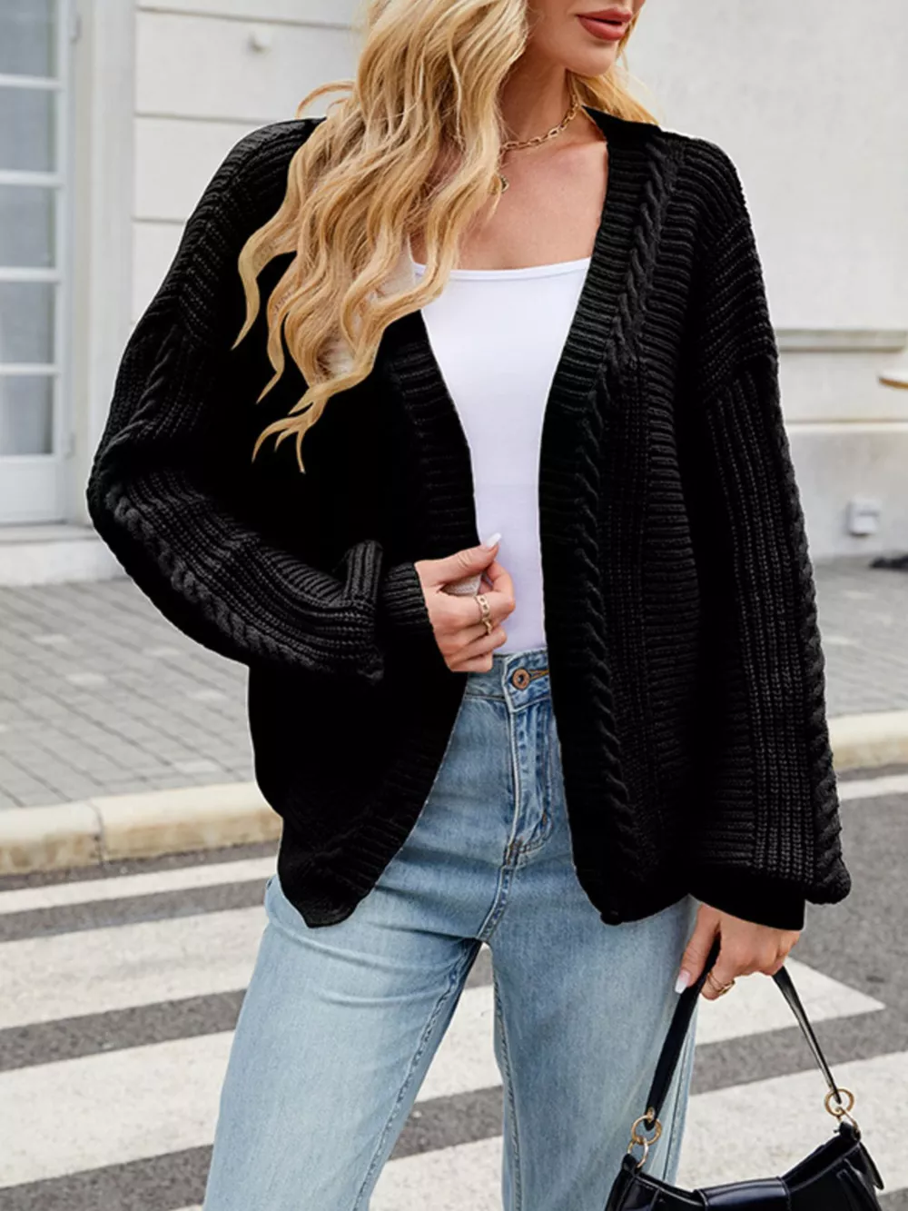 Cable Knit Button-Up Cardigan, image 11