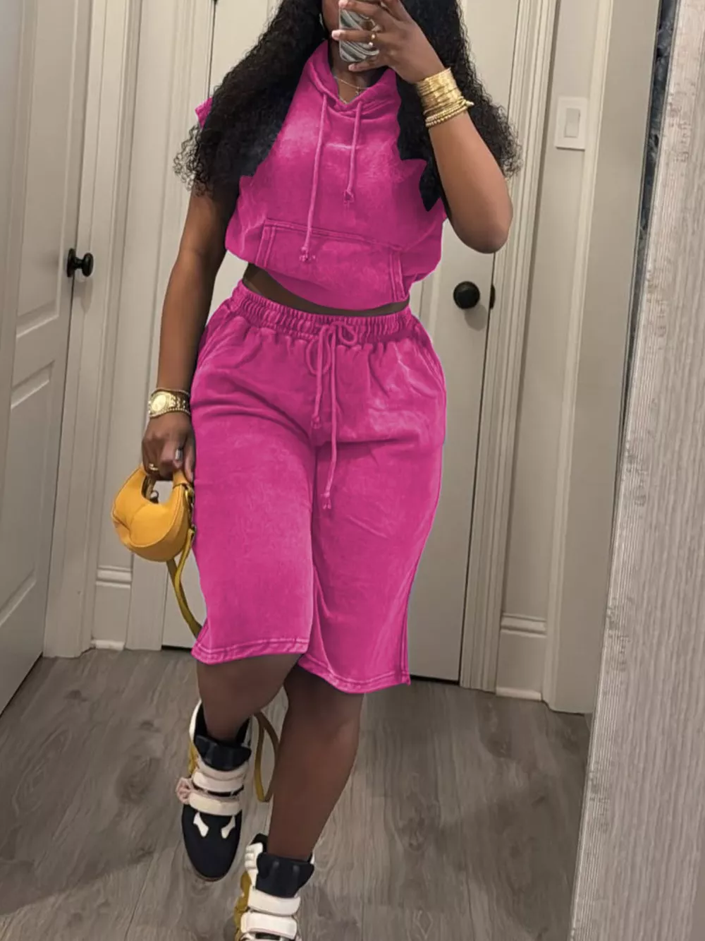 Hooded Crop Top and Shorts Set, image 2