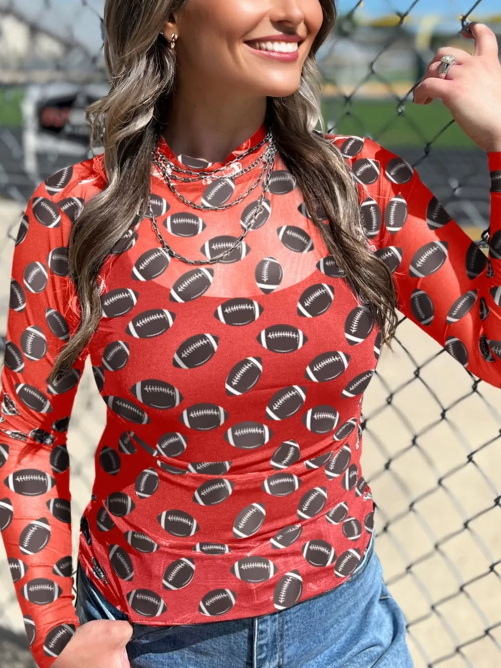 Game Day Mesh Sheer Long Sleeve Top, image 5