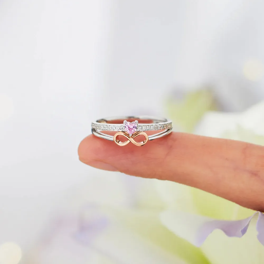 Heart Number 8 Zircon Double-Layered Ring, image 2