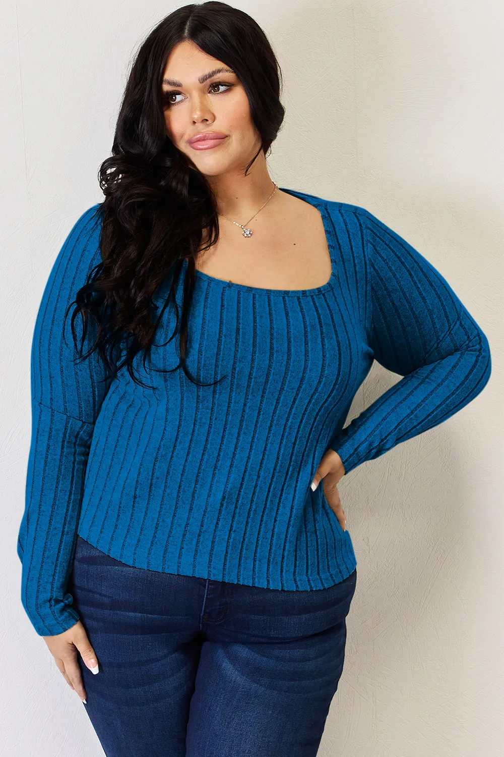Full Size Ribbed Long Sleeve T-Shirt, image 8