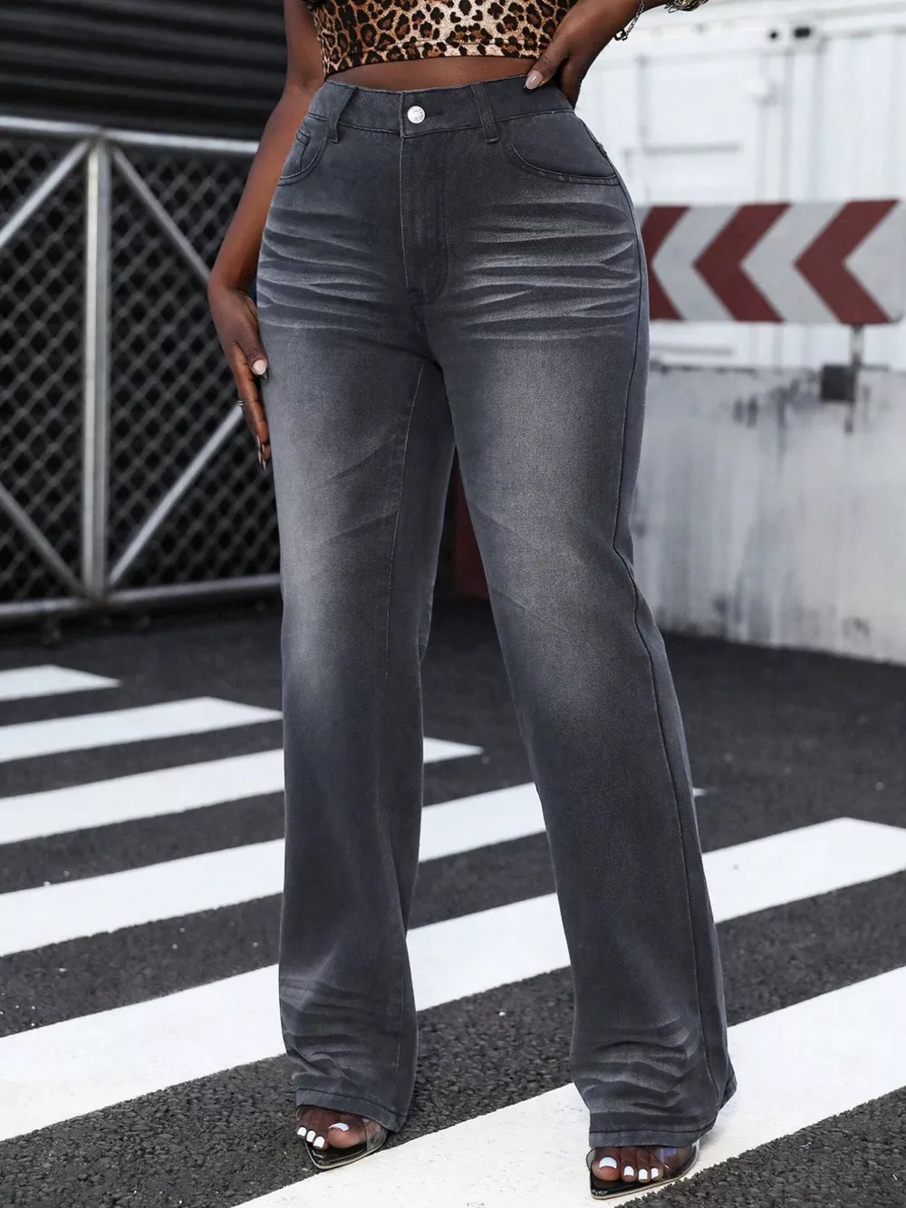 High Waist Straight Leg Jeans