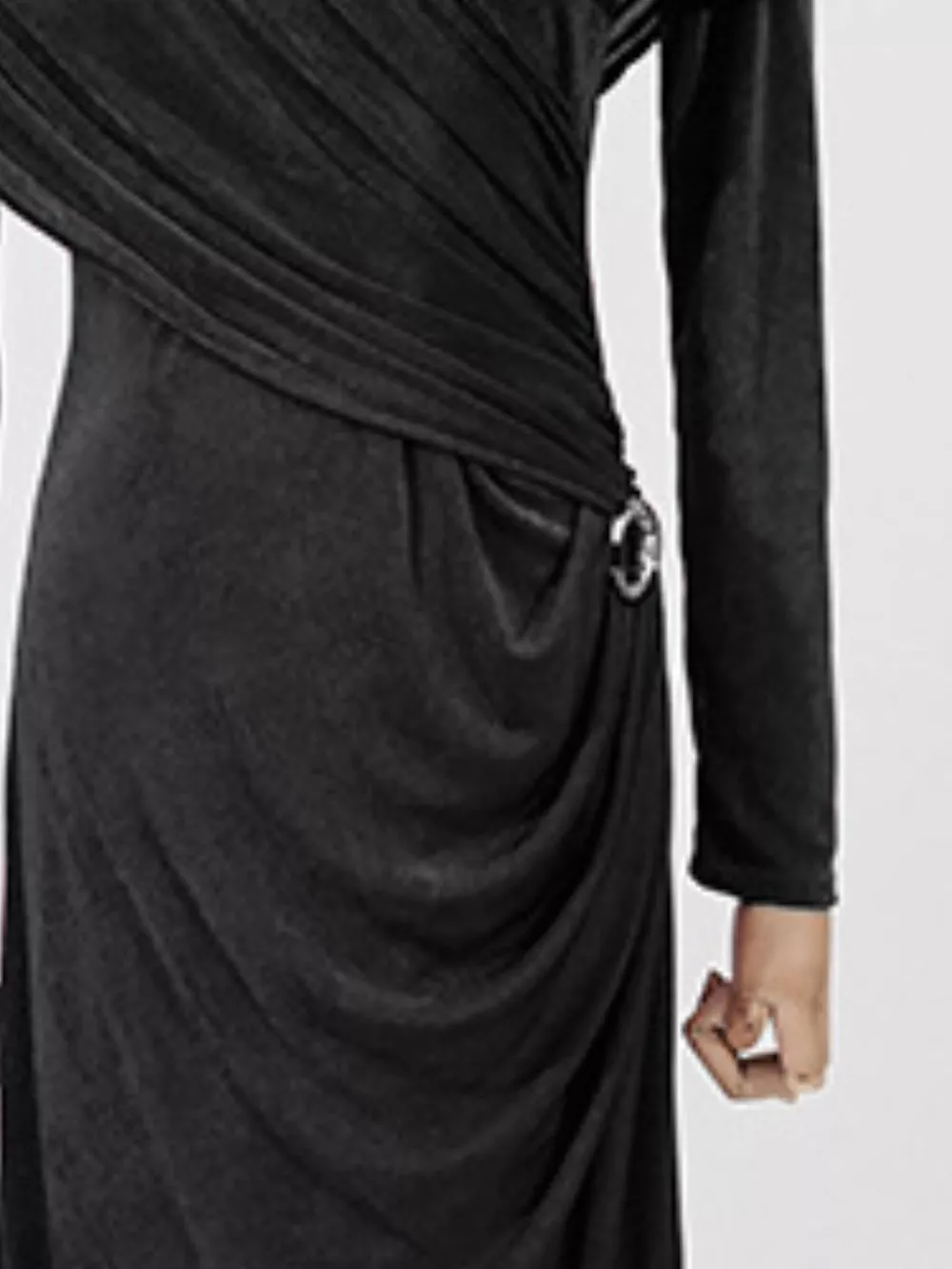 Ruched Draped Long Sleeve Maxi Dress, image 7