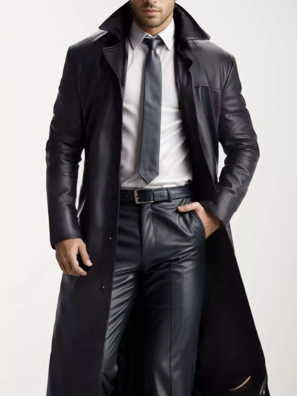 Men's Full Size Button Up Long Sleeve Longline Jacket Plus Size