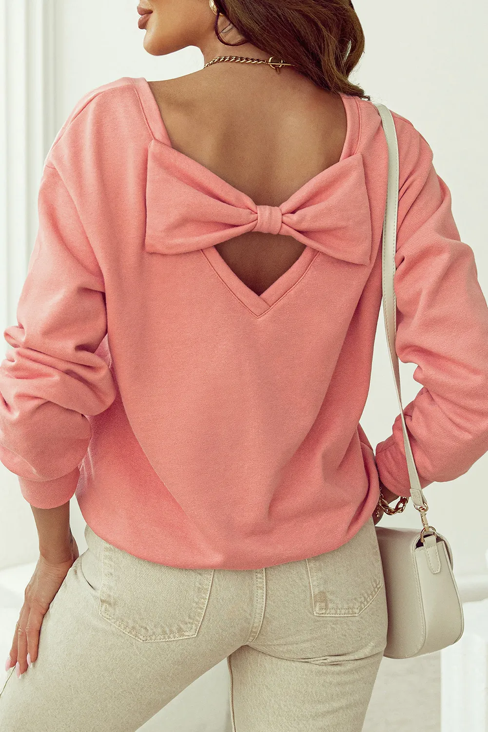 Bow Round Neck Long Sleeve Sweatshirt, image 5