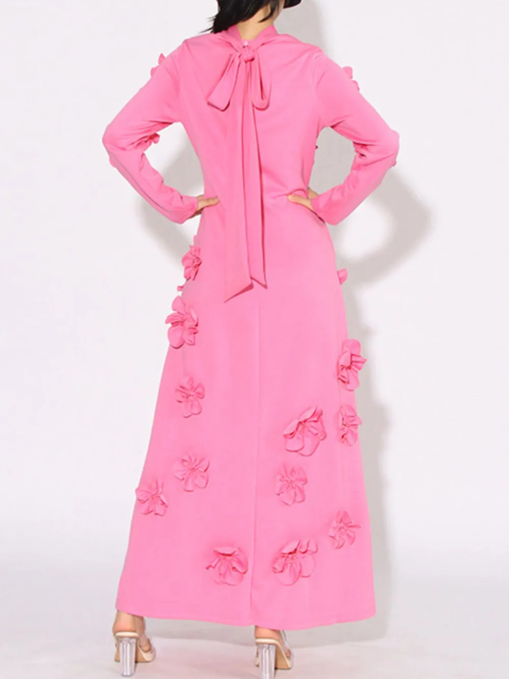 Floral Applique Long Sleeve Maxi Dress, image 4