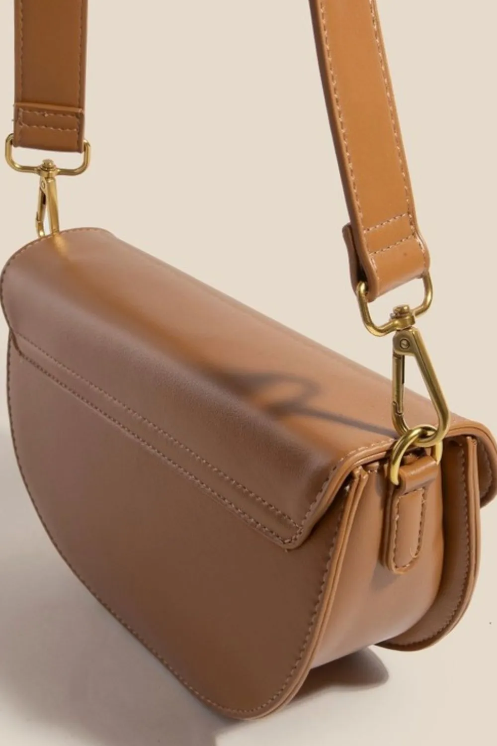 Fame Buckle Closure Crescent Faux Leather Crossbody Bag, image 4