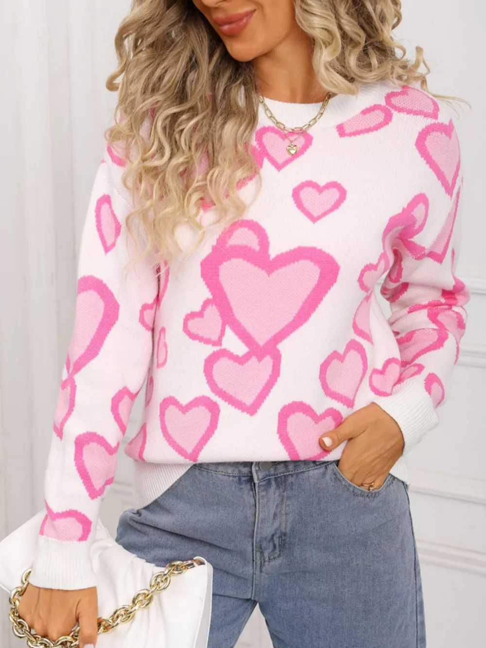 Valentine's Day Heart Crew Neck Sweater, image 11