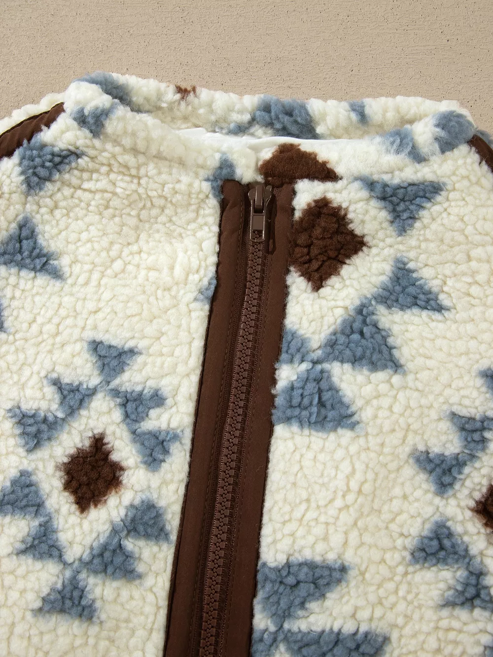 Geometric Print Sherpa Western Style Long Sleeve Sweatshirt, image 7