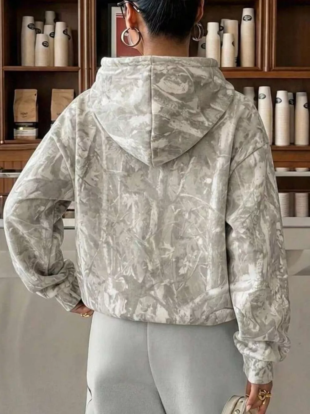 Leopard Dropped Shoulder Hoodie, image 3