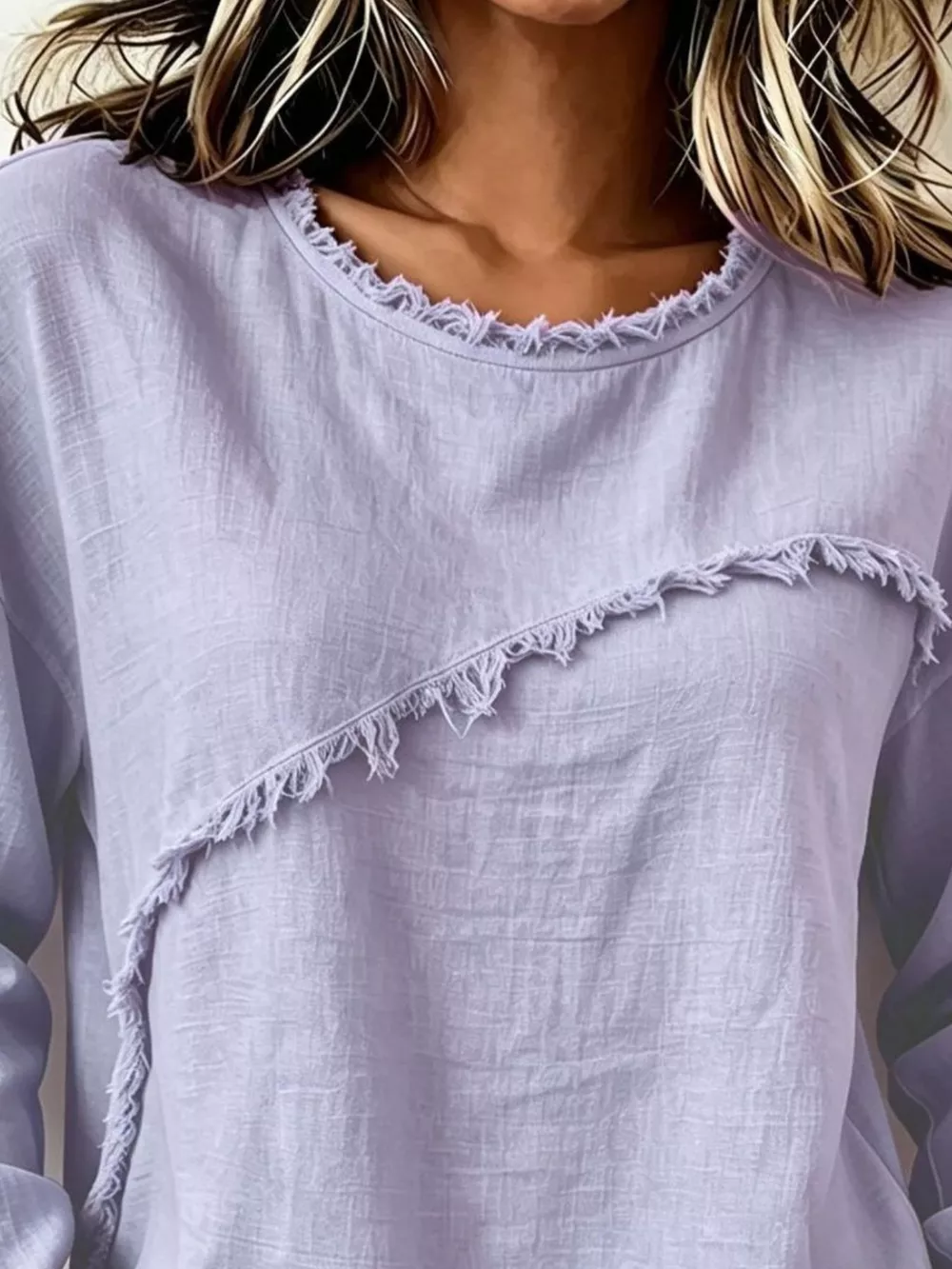 Frayed Hem Dropped Shoulder Blouse, image 5