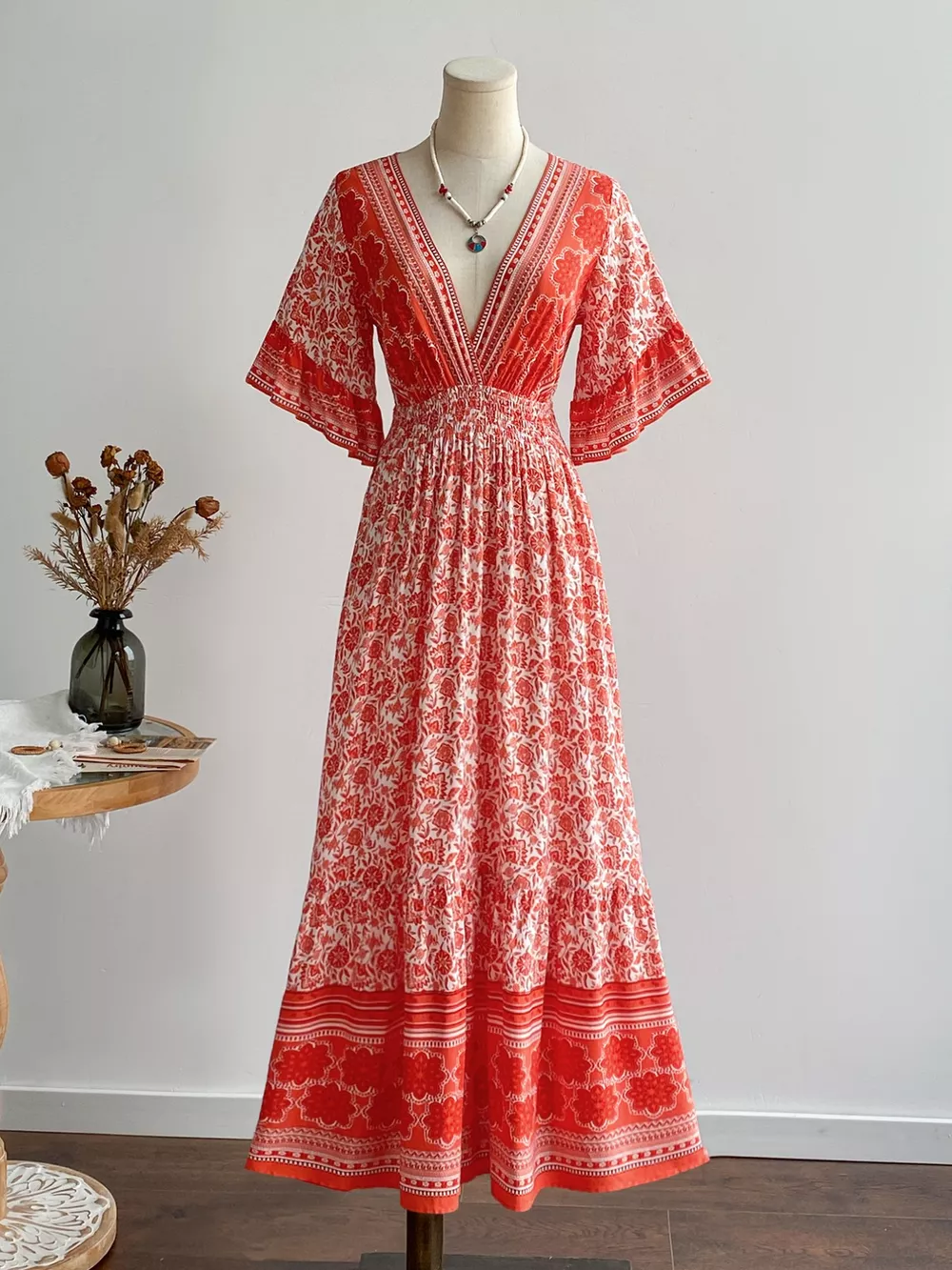 Floral Deep V-Neck Dress, image 2