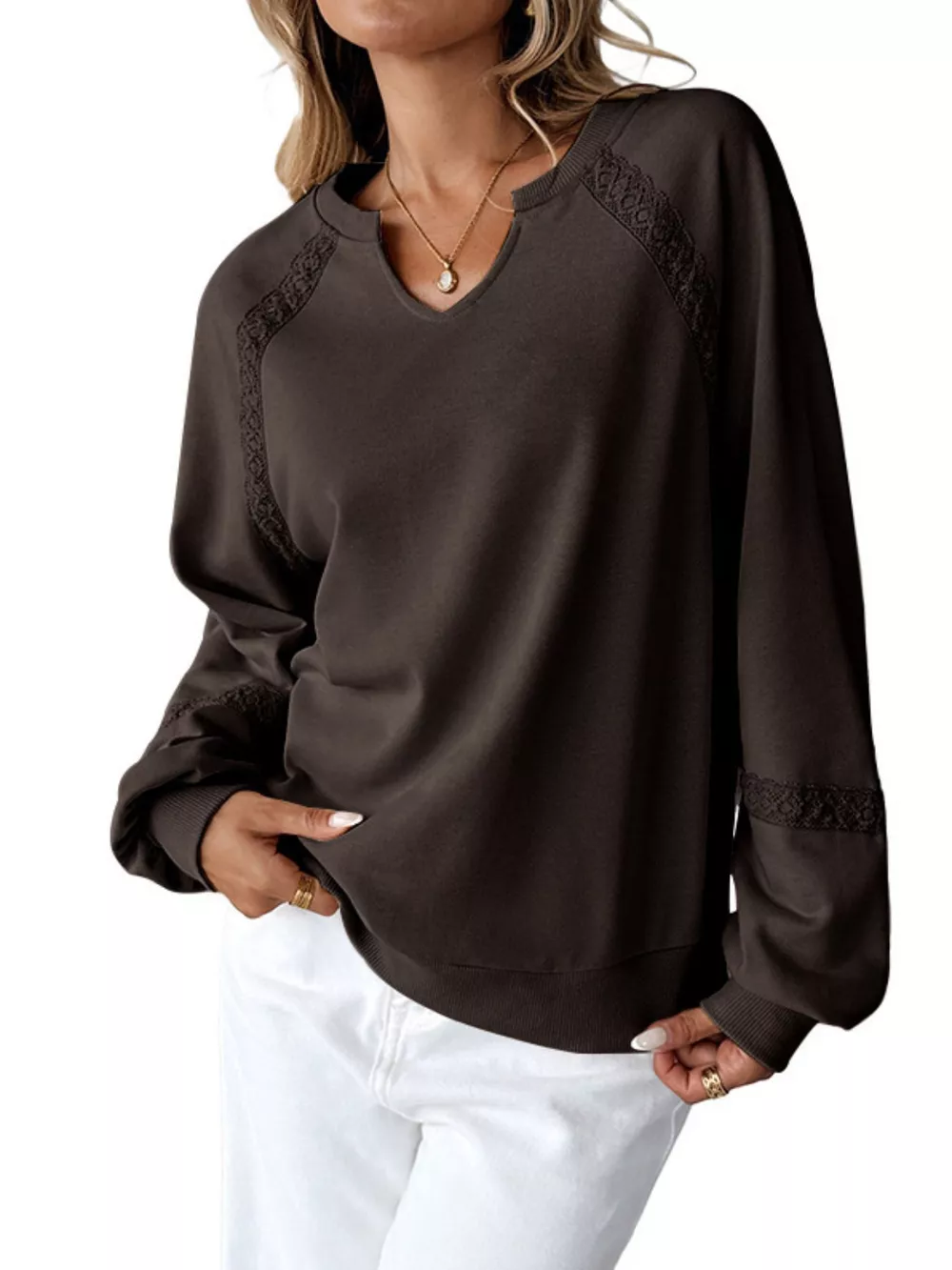 Notched Raglan Sleeve Sweatshirt, image 15
