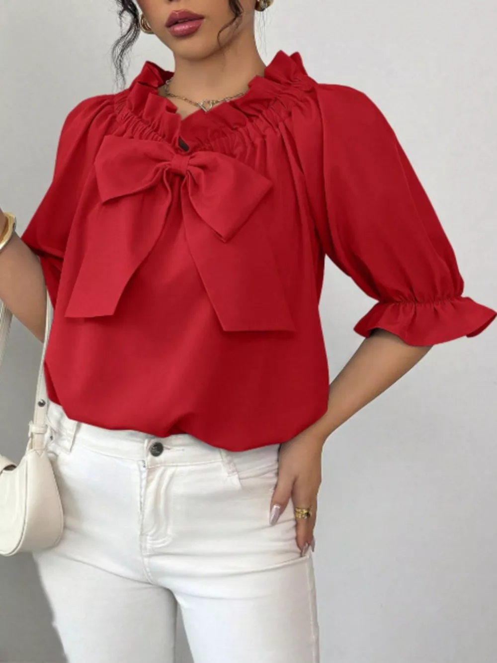Bow Flounce Sleeve Blouse, image 5