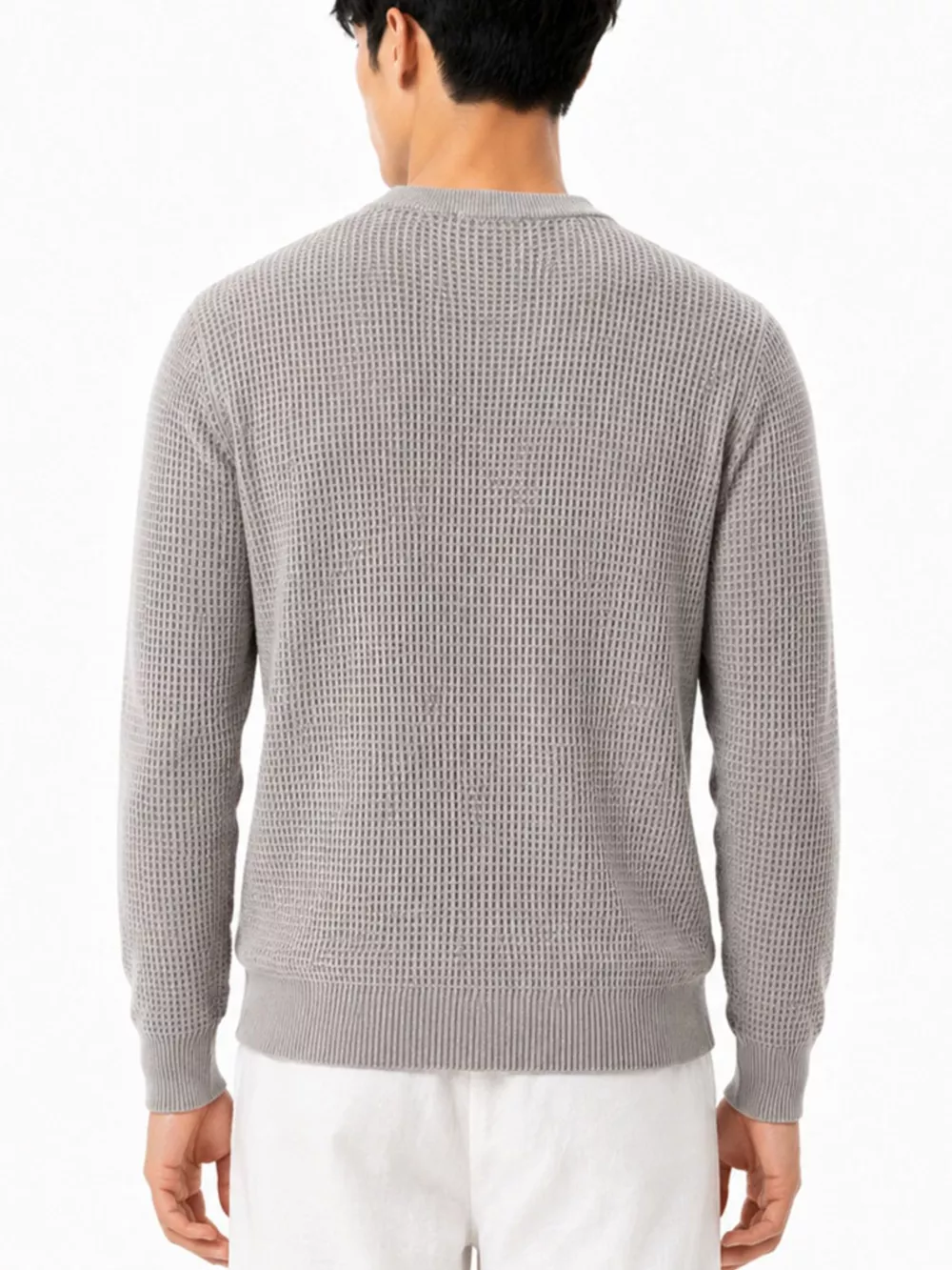 Men's Plus Size Waffle-Knit Crew Neck Knit Top, image 5