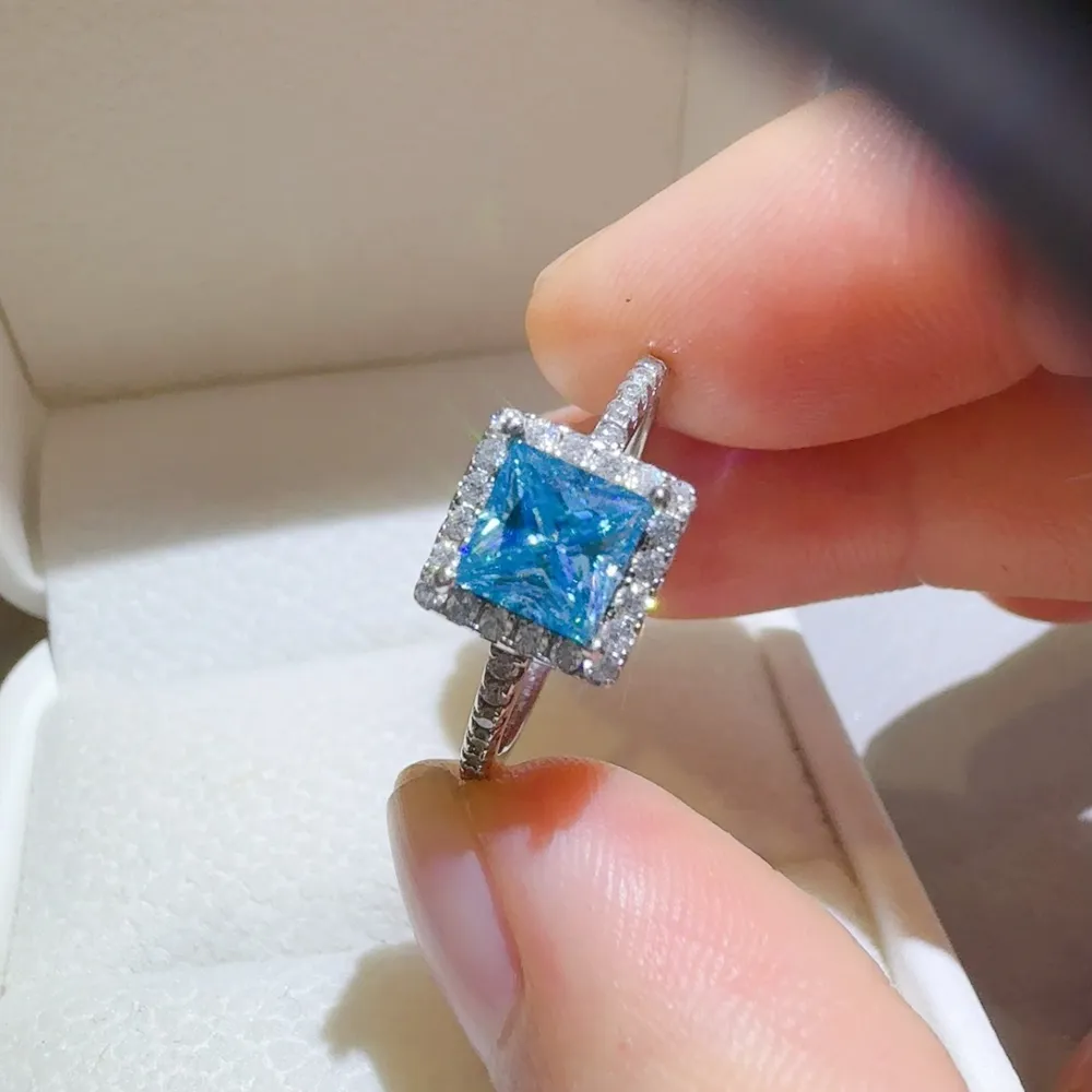 2 Carat Moissanite 925 Sterling Silver Square Shape Ring, image 3