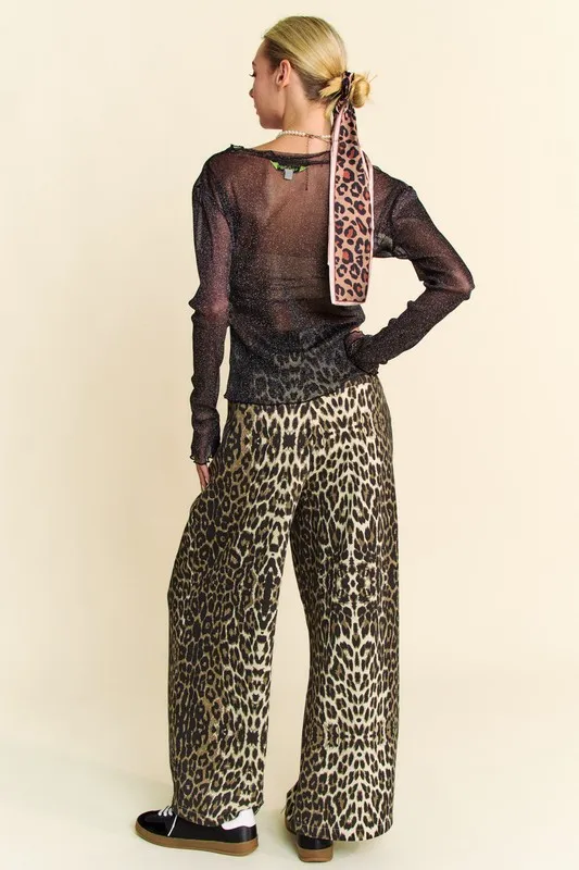 Glitter Mesh Lettuce Hem Long Sleeve Top, image 7