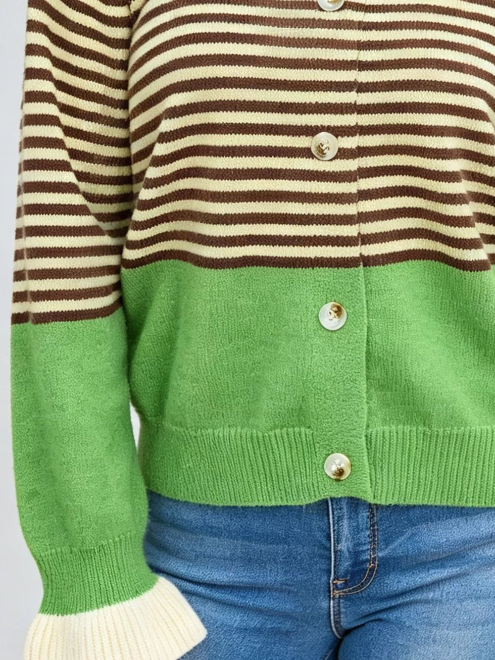 Color Block Striped Button Up Cardigan, image 9
