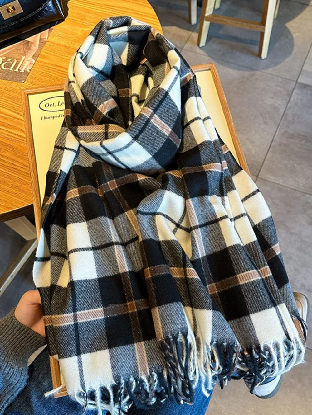 Classic Plaid Fringe Scarf, image 9