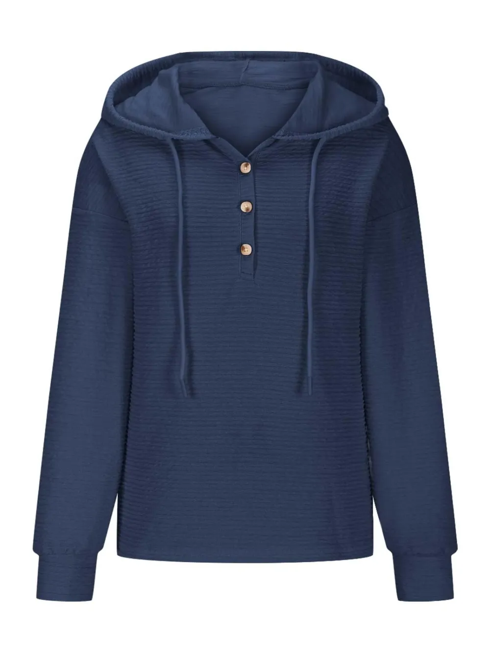 Drawstring Quarter Button Long Sleeve Hoodie, image 15