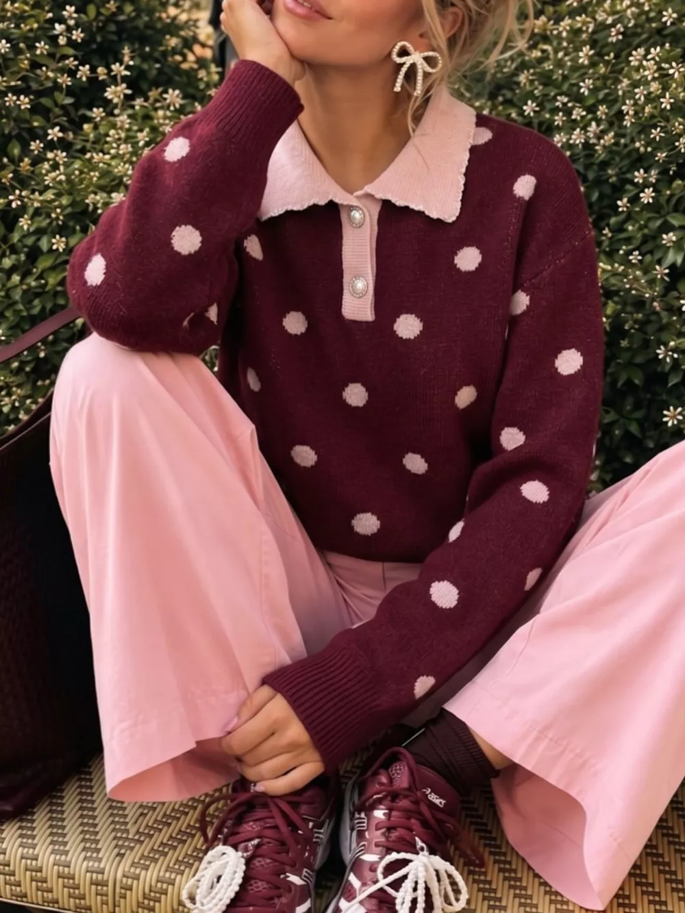 Polka Dot Collared Sweater, image 2