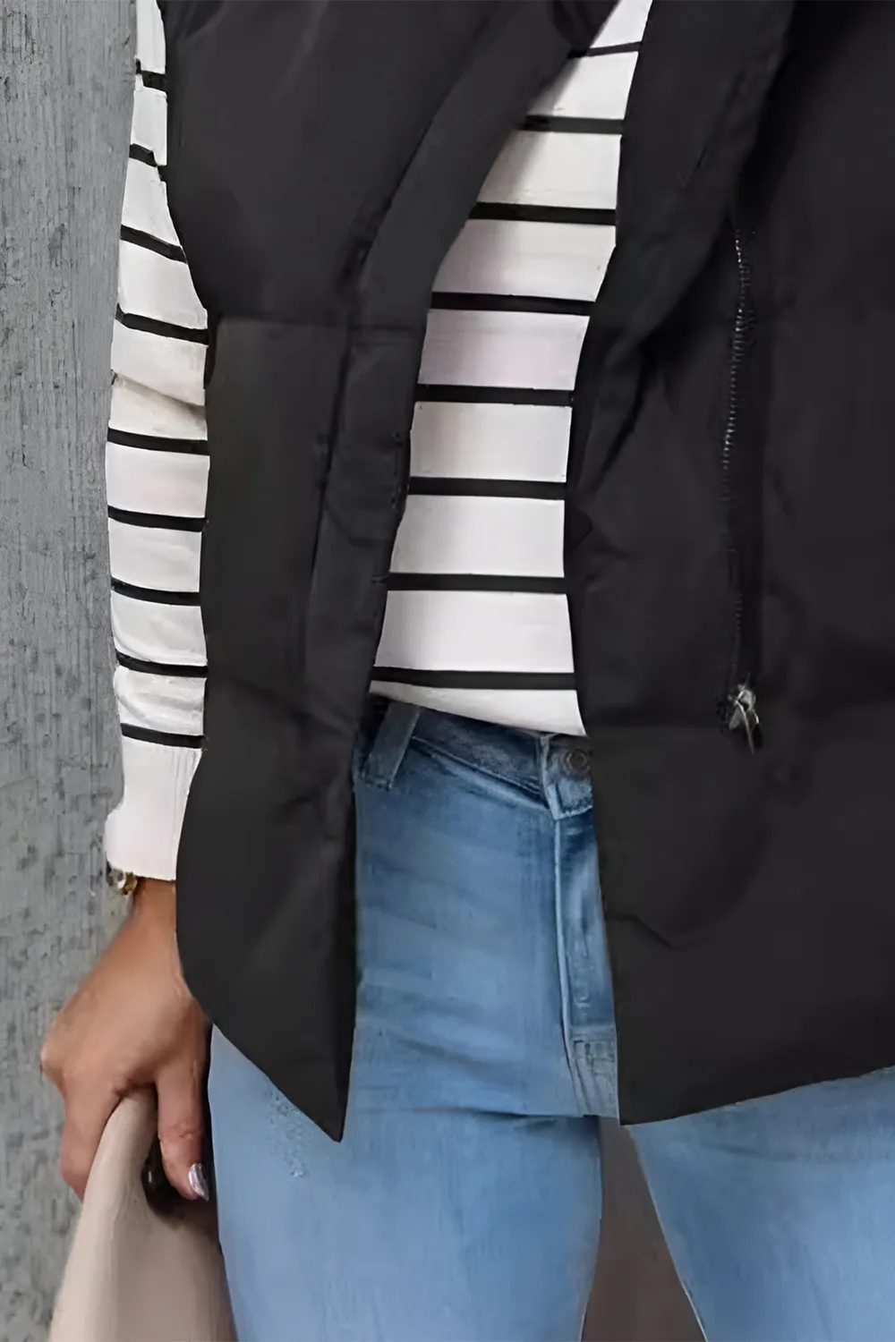 Zip Up Vest Coat with Pockets, image 4