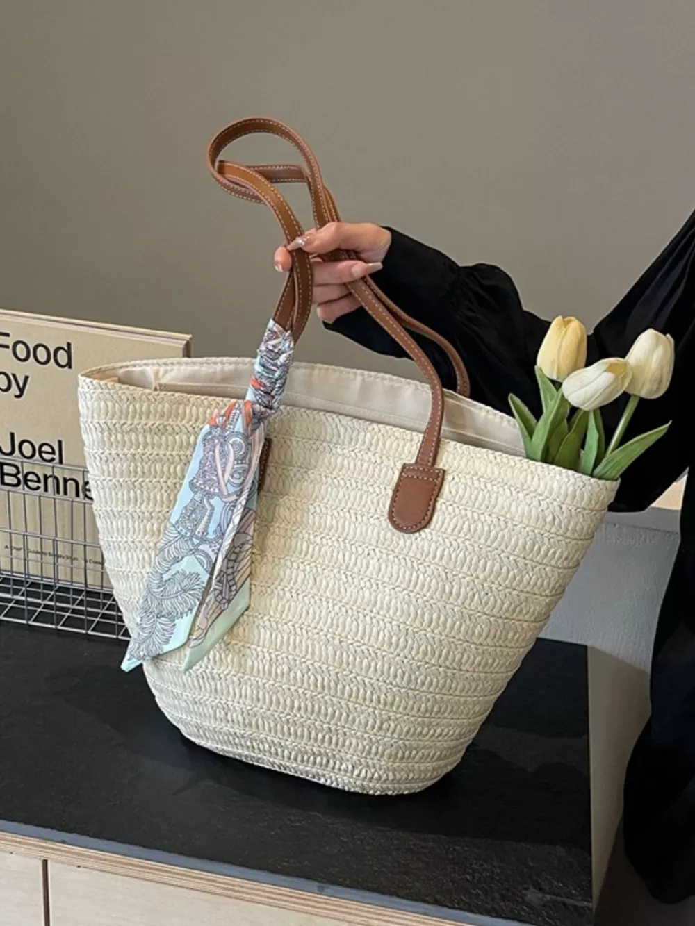 Woven Straw Shoulder Bag, image 2
